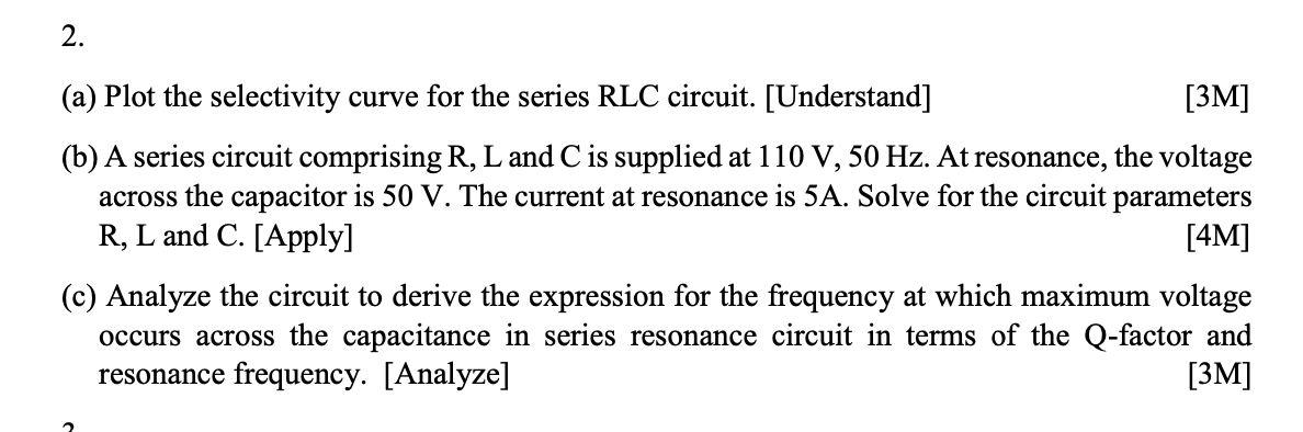 2 . ( a ) Plot the selectivity curve for the