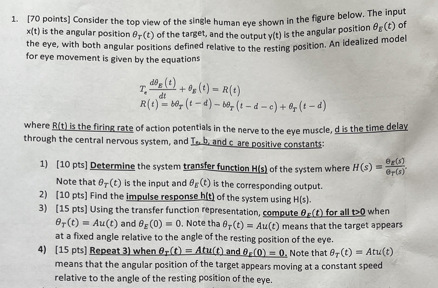 Consider the top view of the single human eye