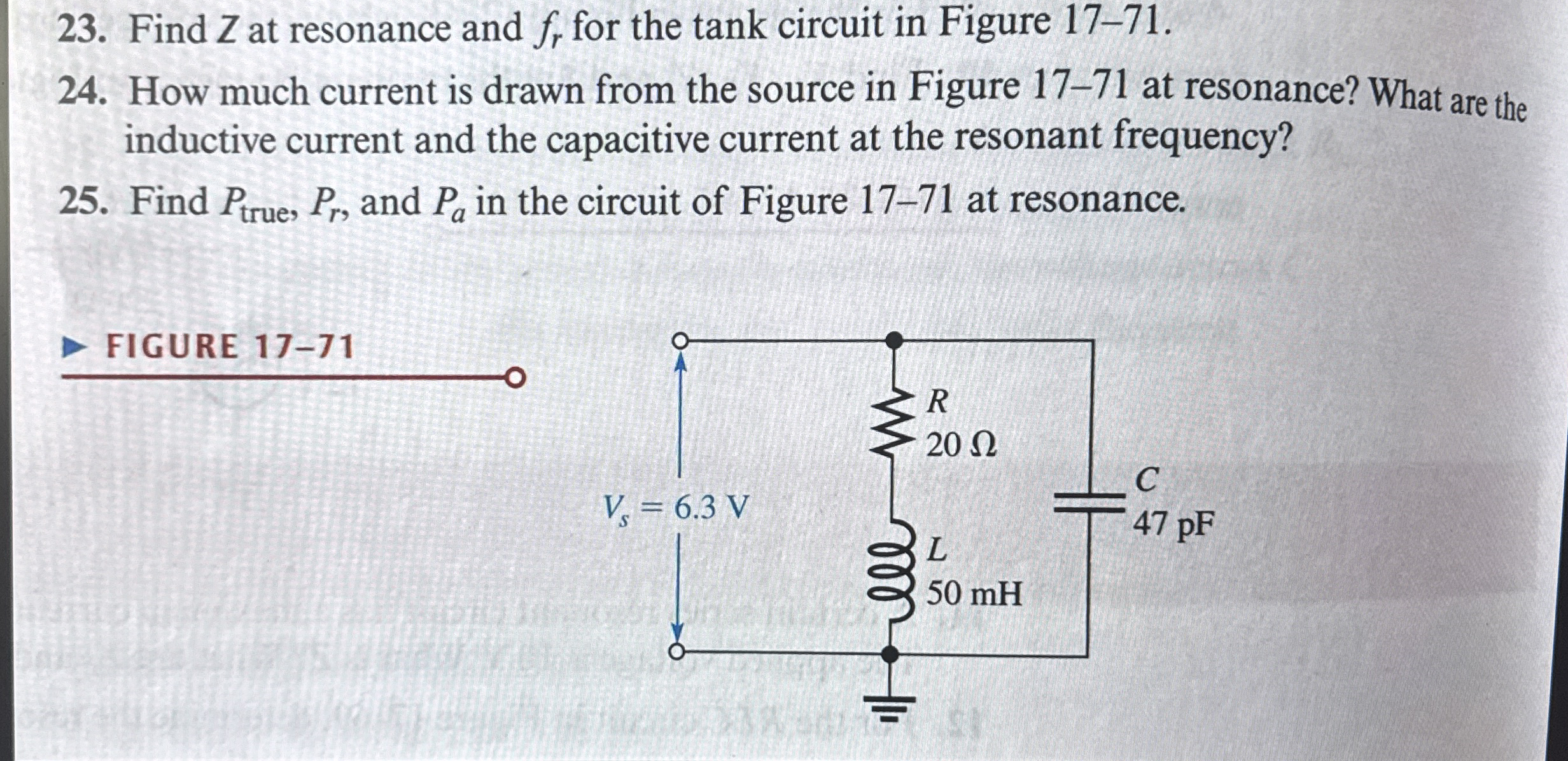 FIGURE 1 7 - 7 0 Analysis of Parallel RLC