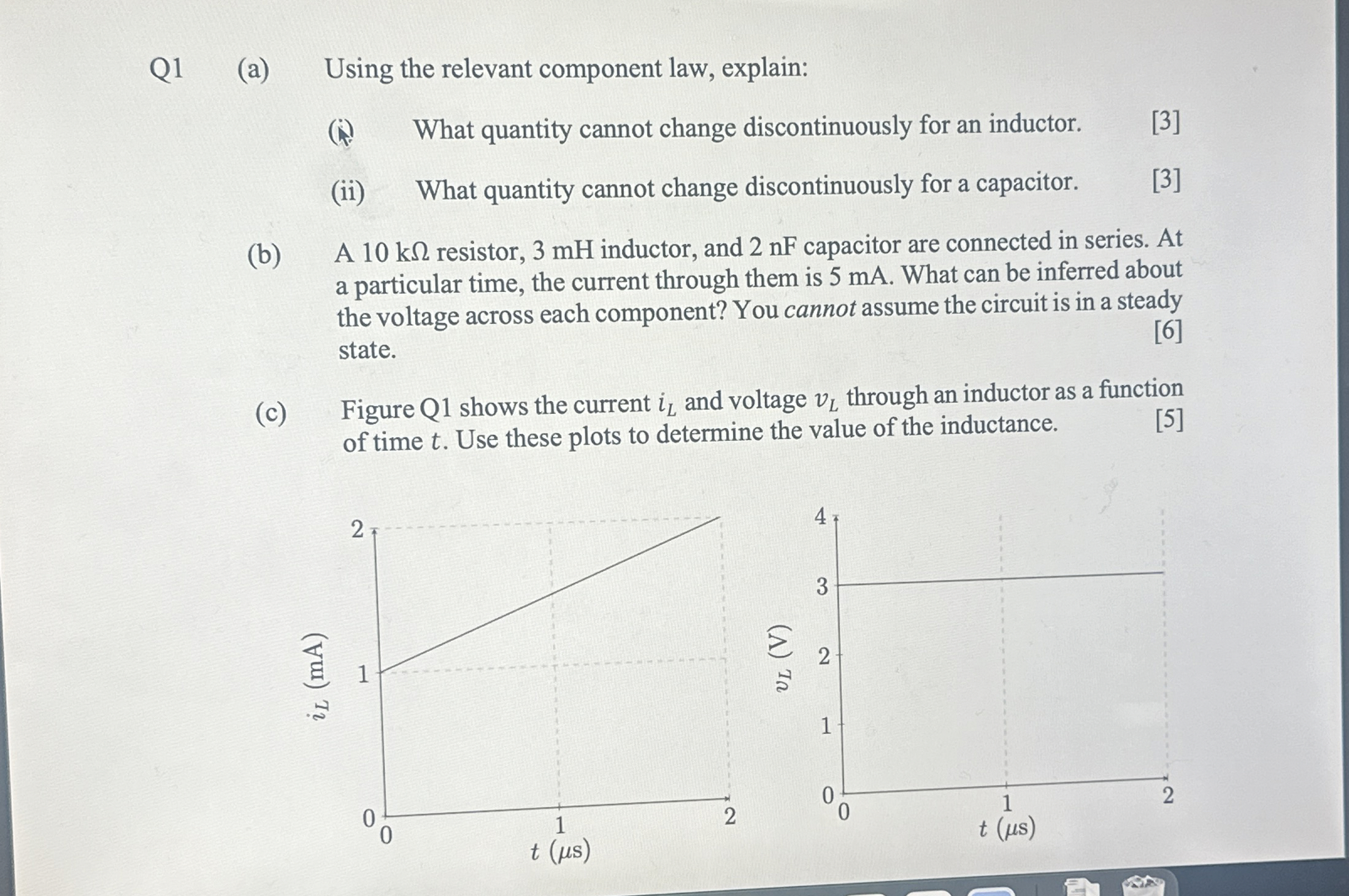 Q 1 ( a ) Using the relevant component law,