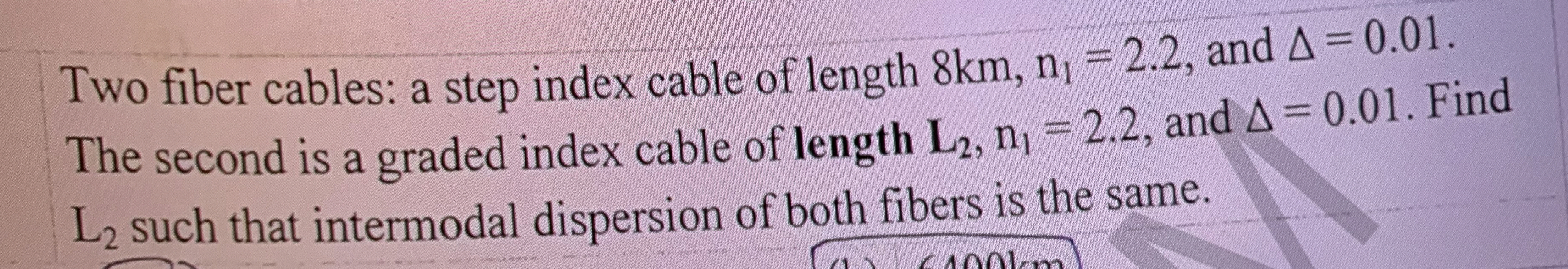Two fiber cables: a step index cable of length 8