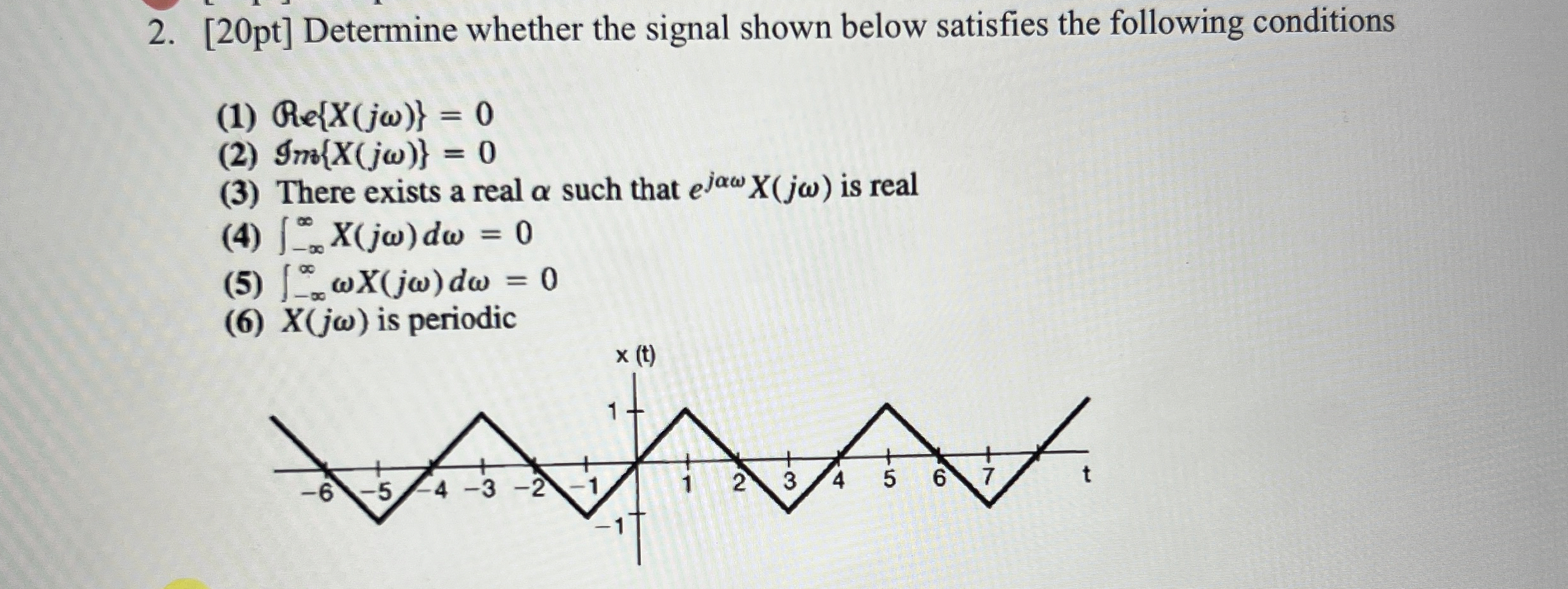 2 0 p t Determine whether the signal shown below