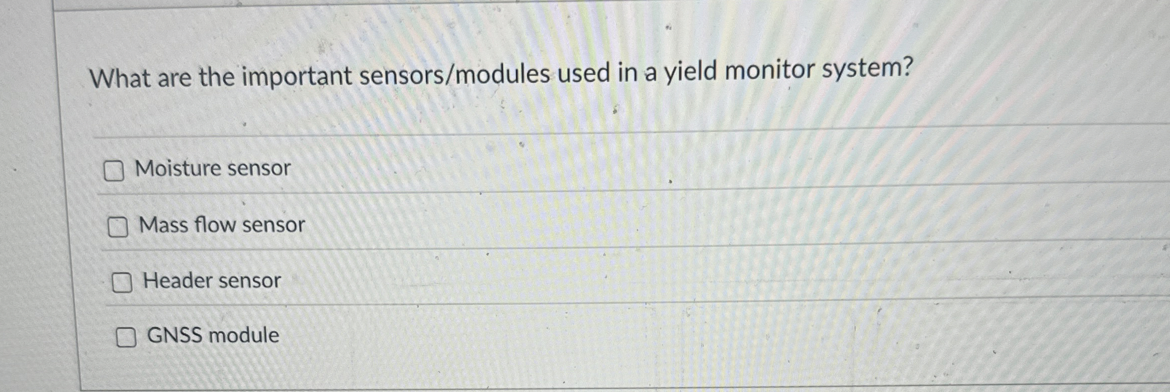 What are the important sensors / modules used in