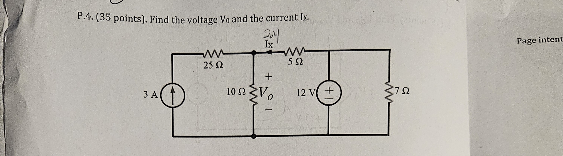 P . 4 . ( 3 5 points ) . Find the voltage V 0 and
