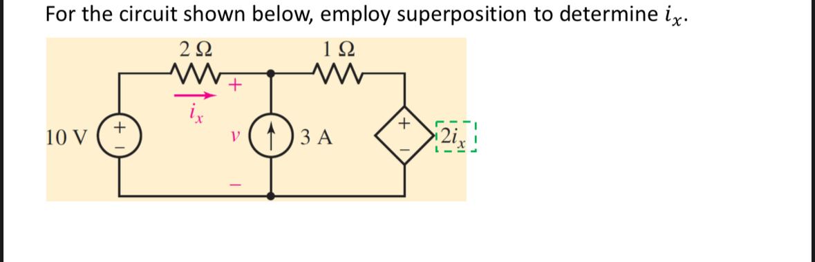 For the circuit shown below, employ superposition