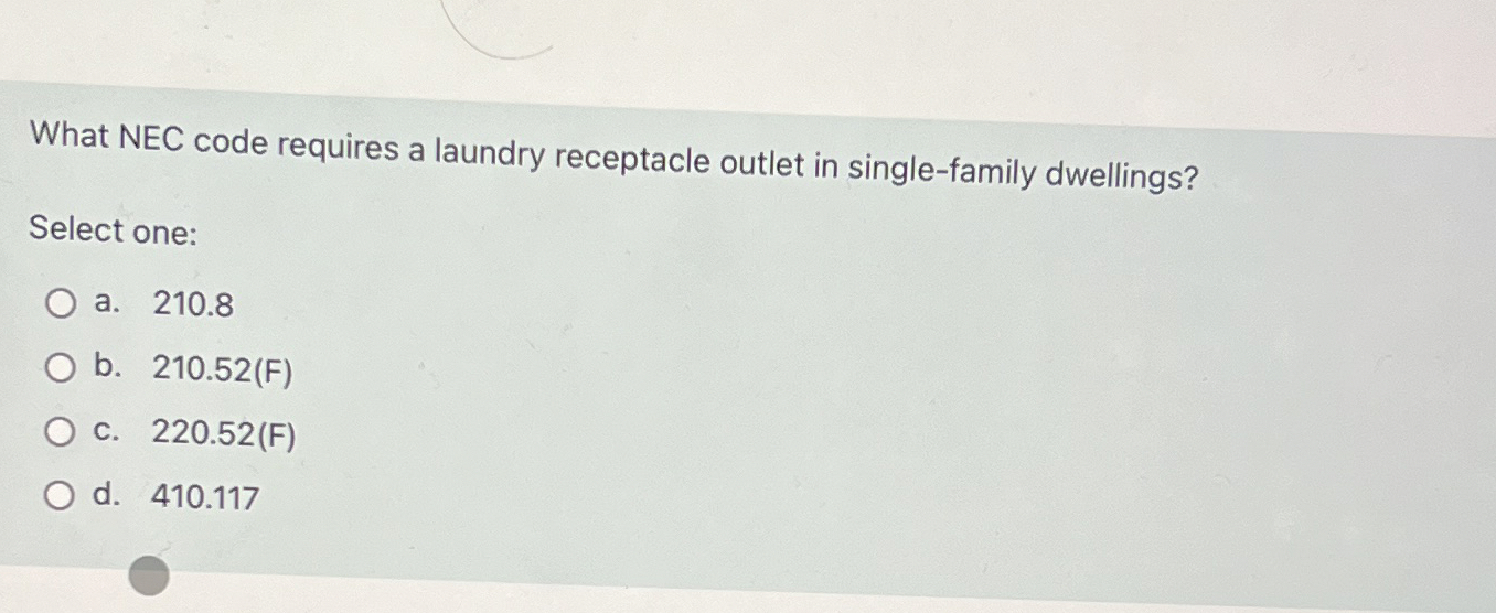 What NEC code requires a laundry receptacle
