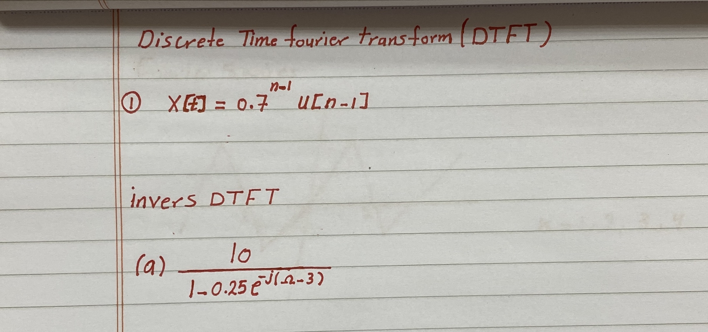 Discrete Time fourier transform ( DTFT ) ( 1 ) x