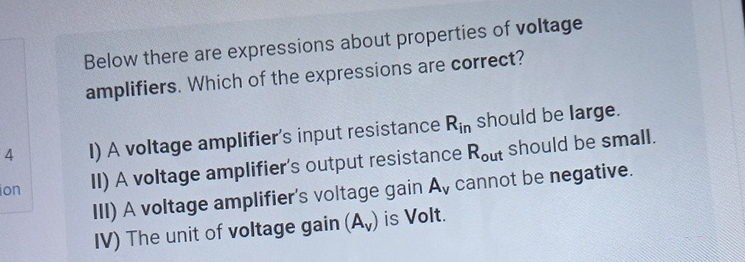 Below there are expressions about properties of
