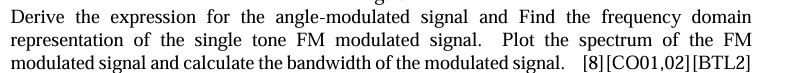 Derive the expression for the angle - modulated
