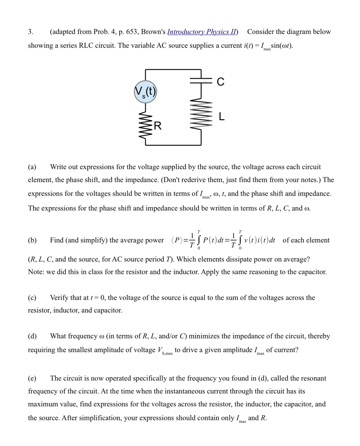 ( adapted from Prob. 4 , p . 6 5 3 , Brown's