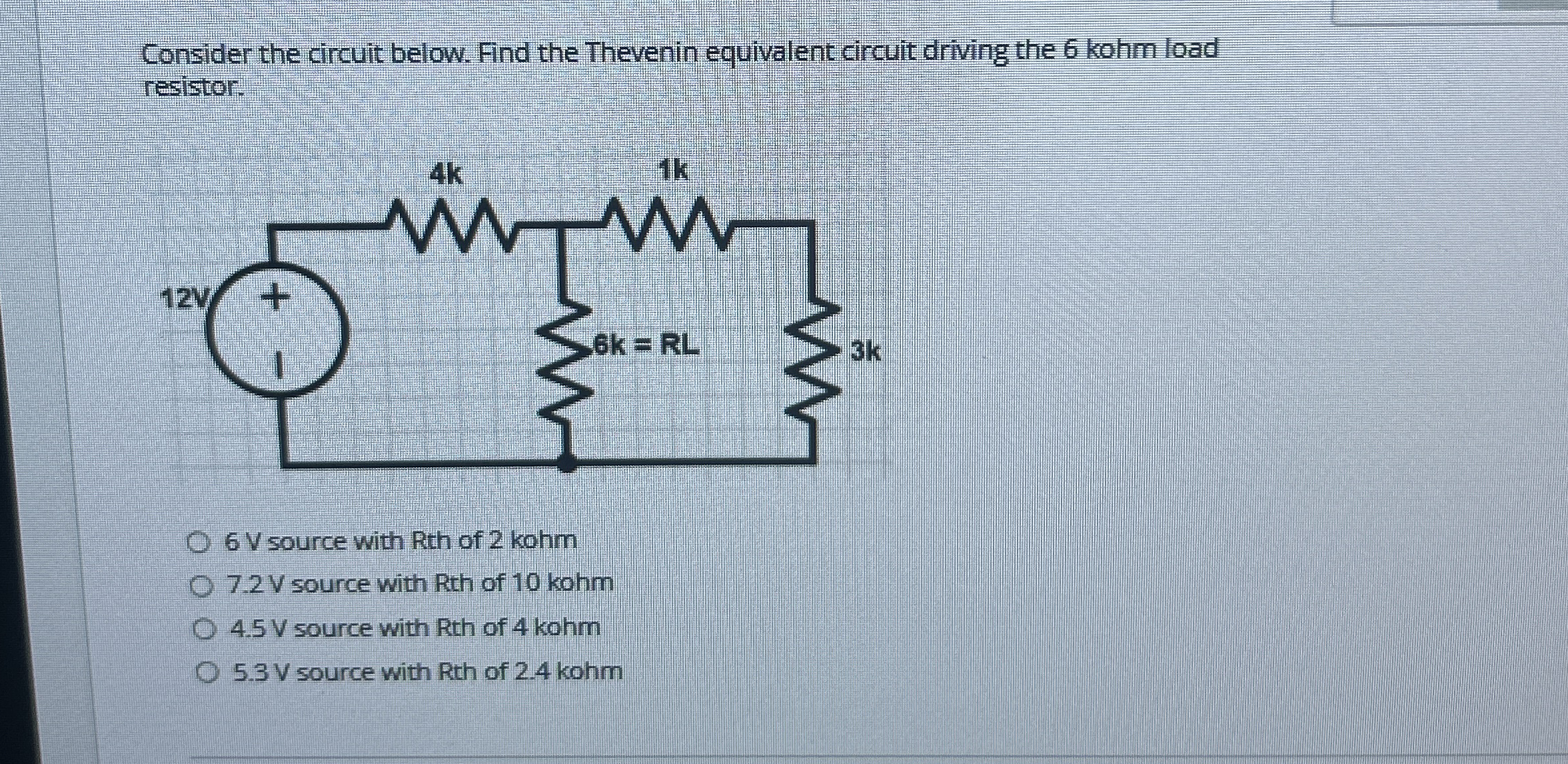 Consider the circuit below. Find the Thevenin
