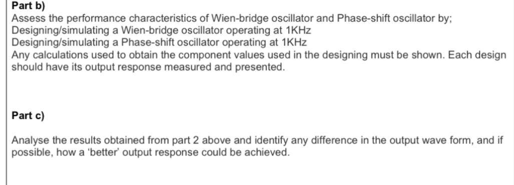 Part b ) Assess the performance characteristics
