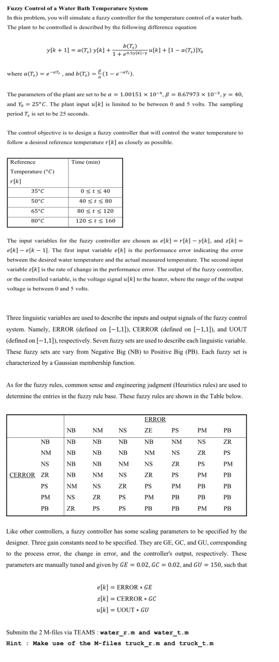 Fuzzy Control of a Water Bath Temperature System