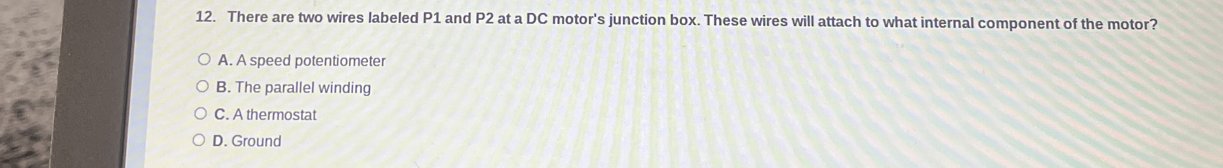 There are two wires labeled P 1 and P 2 at a DC