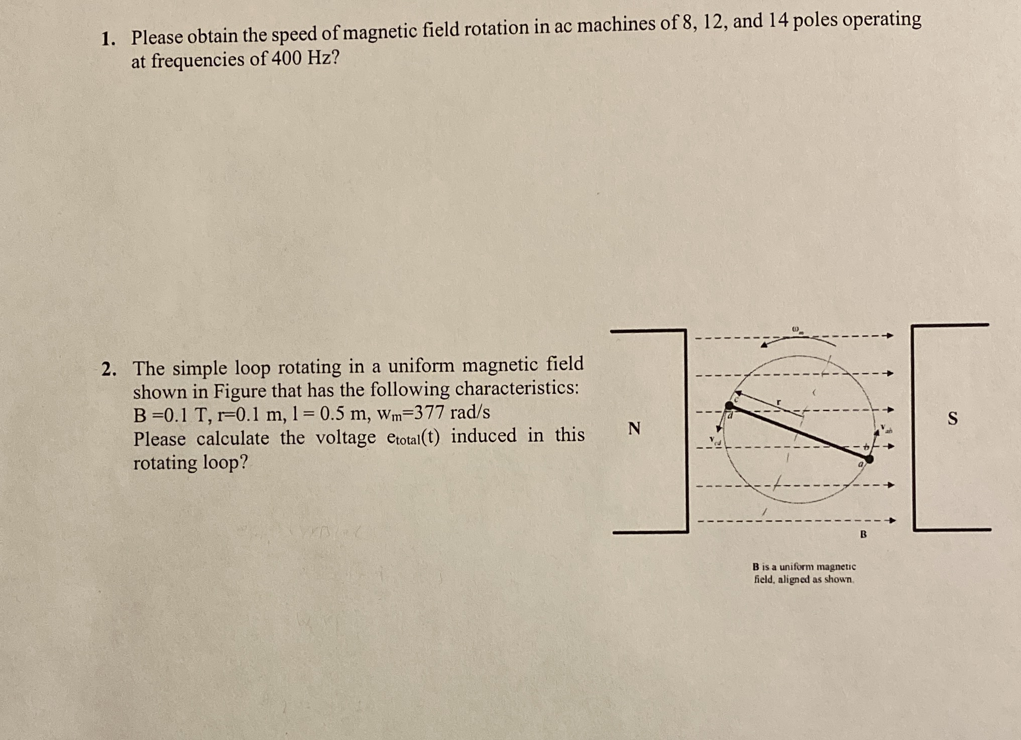 Please obtain the speed of magnetic field