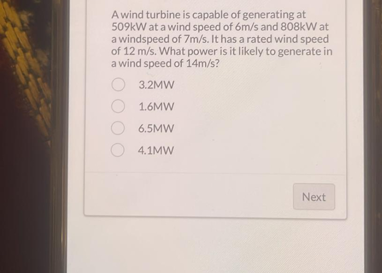 A wind turbine is capable of generating at 5 0 9