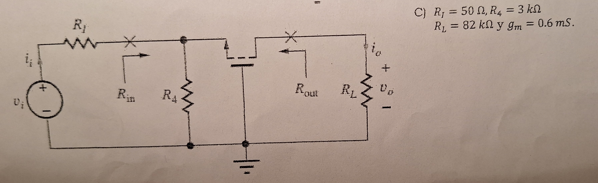 DO ) R I = 5 0 , R 4 = 3 k R L = 8 2 k y g m = 0