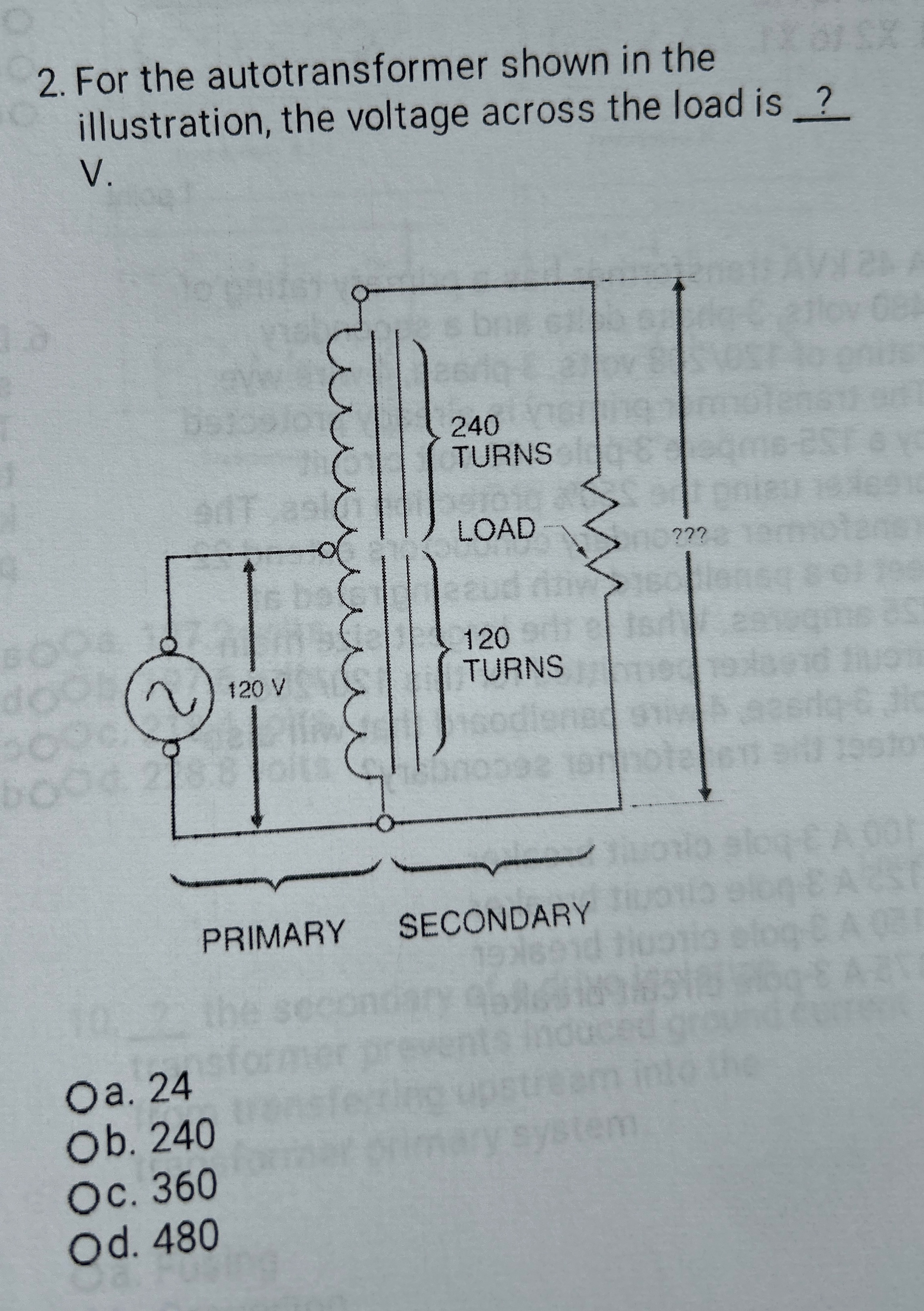 For the autotransformer shown in the