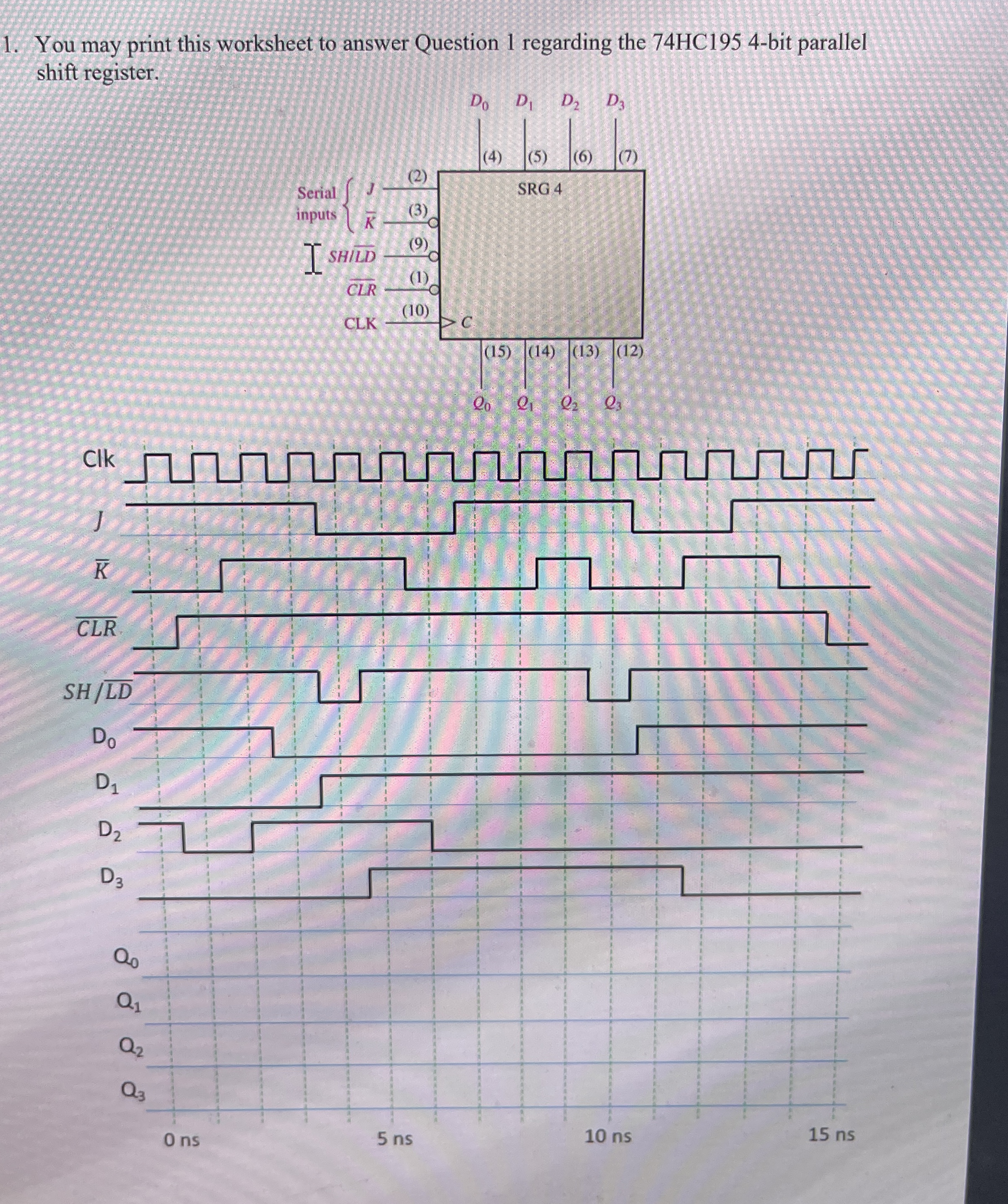 Consider the 7 4 HC 1 9 5 4 - bit parallel shift