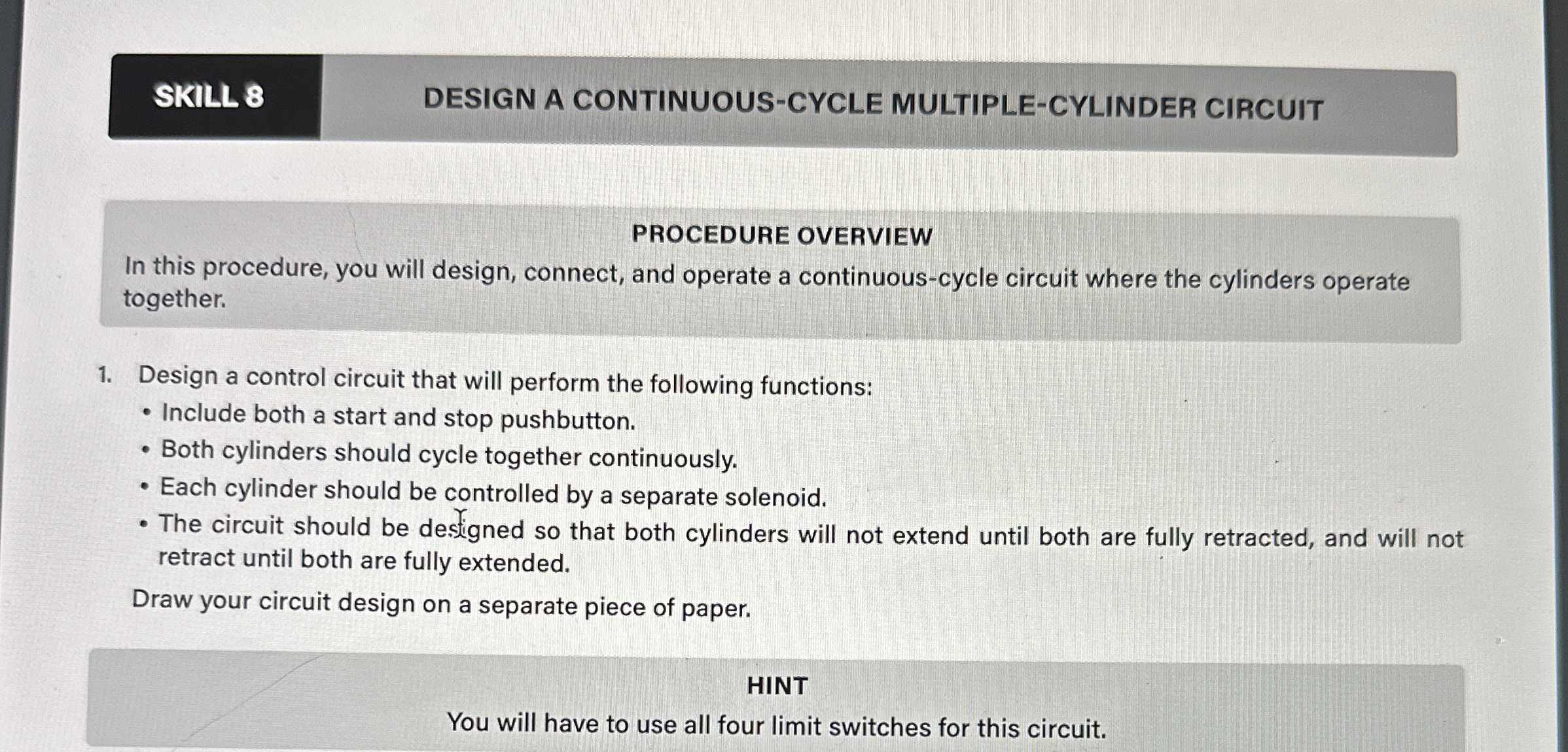 SKILL 8 DESIGN A CONTINUOUS - CYCLE MULTIPLE -