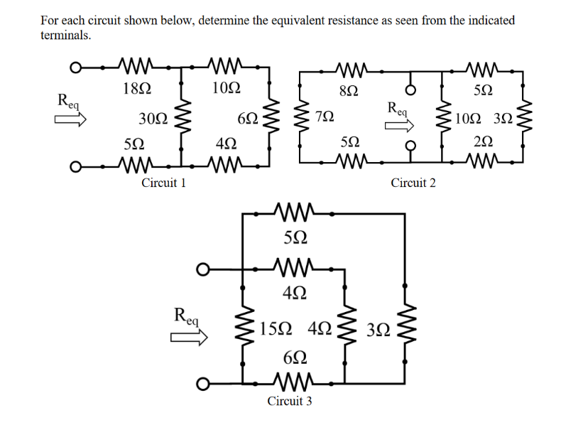For each circuit shown below, determine the