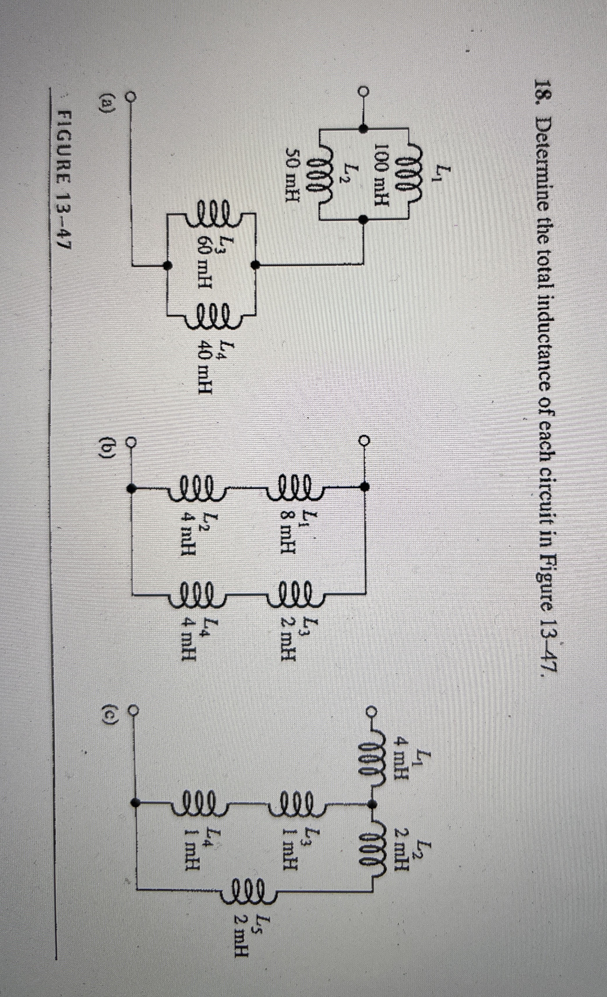 Determine the total inductance of each circuit in
