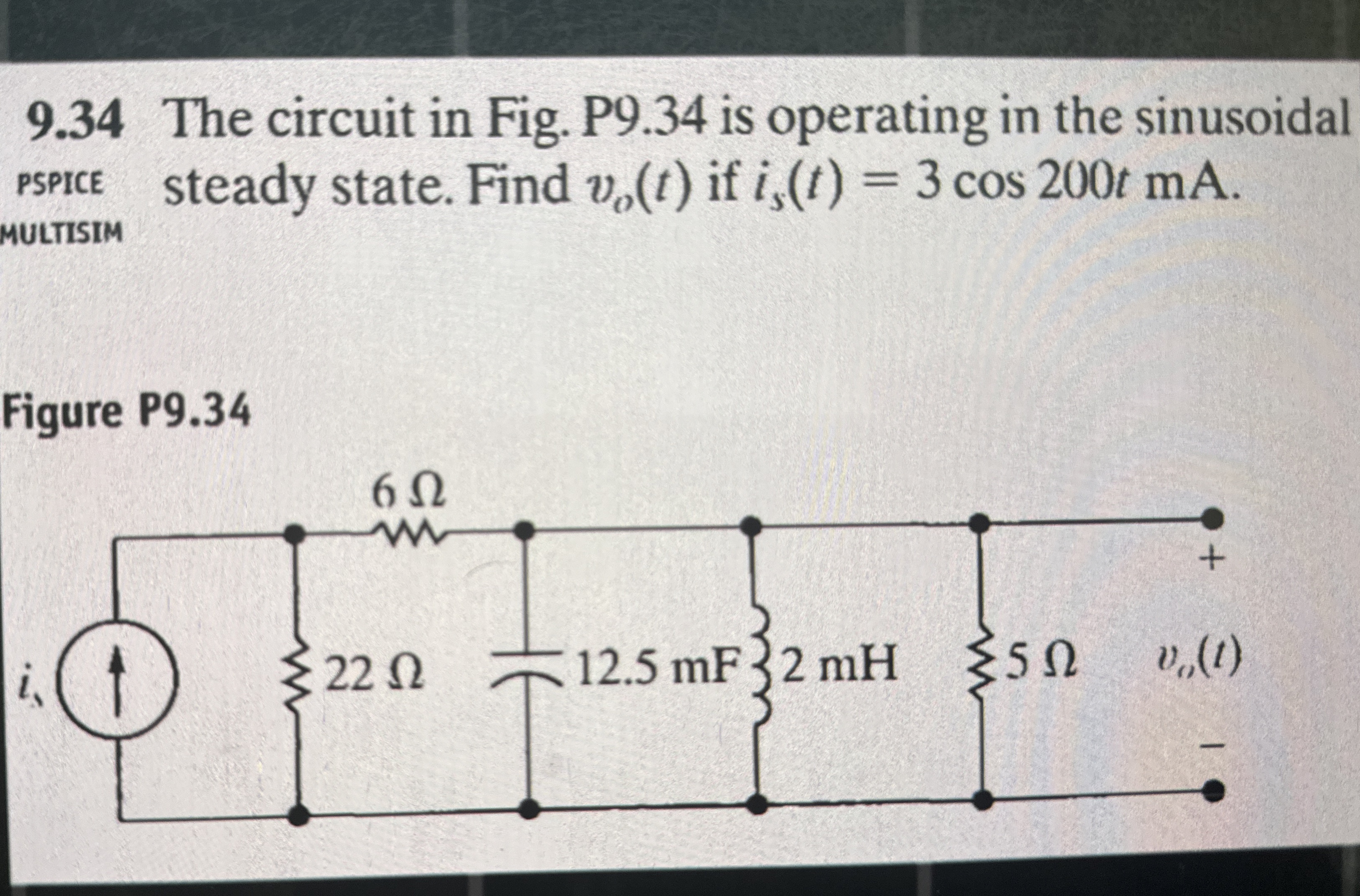 9 . 3 4 The circuit in Fig. P 9 . 3 4 is