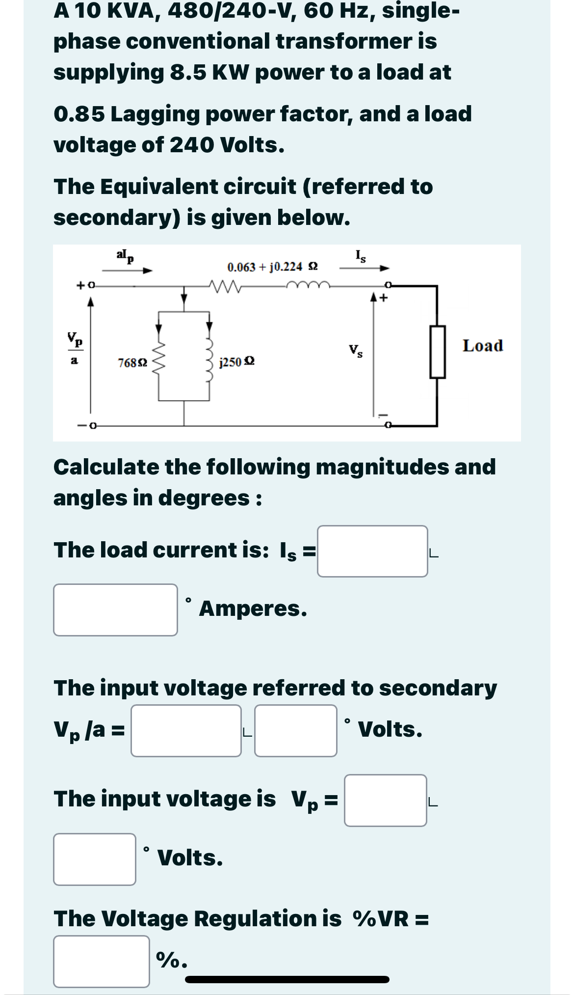 A 1 0 KVA, 4 8 0 / 2 4 0 - V , 6 0 Hz ,