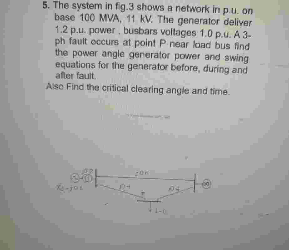 5 . The system in fig. 3 shows a network in p . u