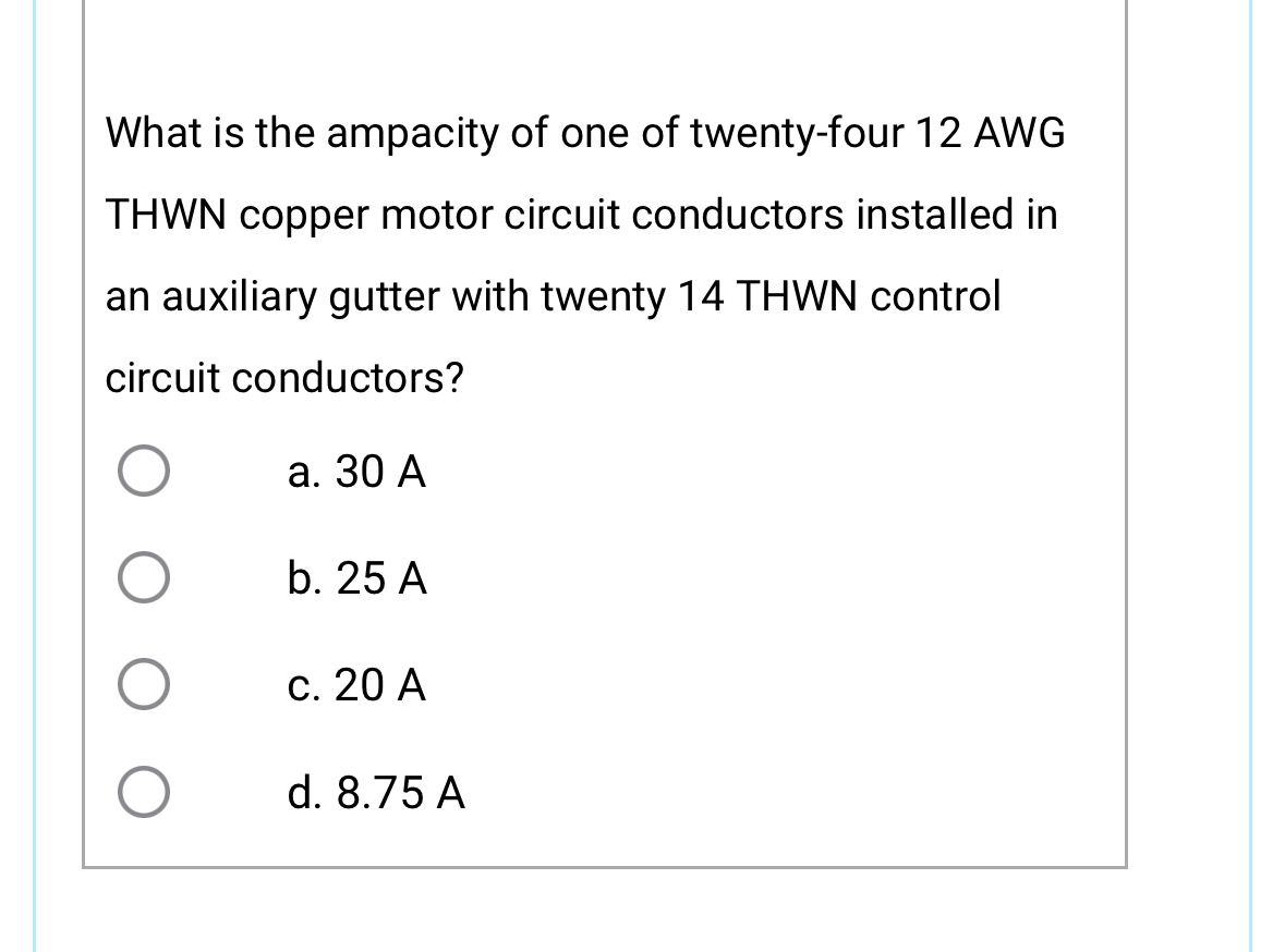 What is the ampacity of one of twenty - four 1 2