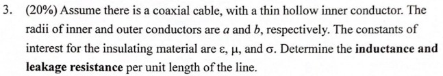 Assume there is a coaxial cable, with a thin