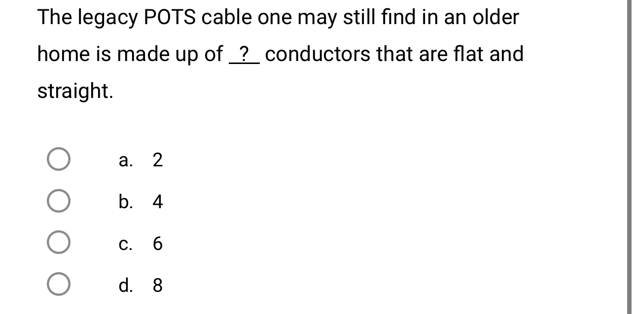 The legacy POTS cable one may still find in an