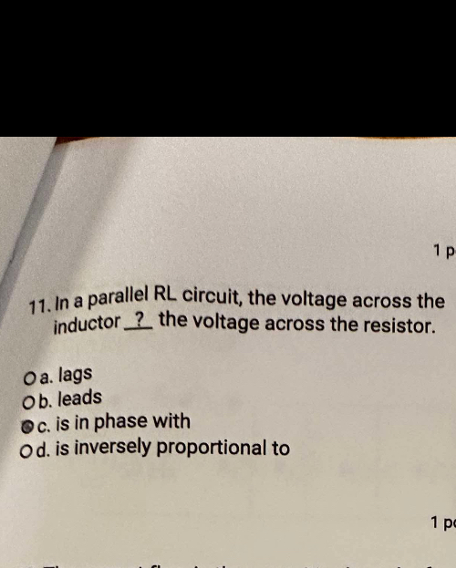 1 p 1 1 . In a parallel RL circuit, the voltage