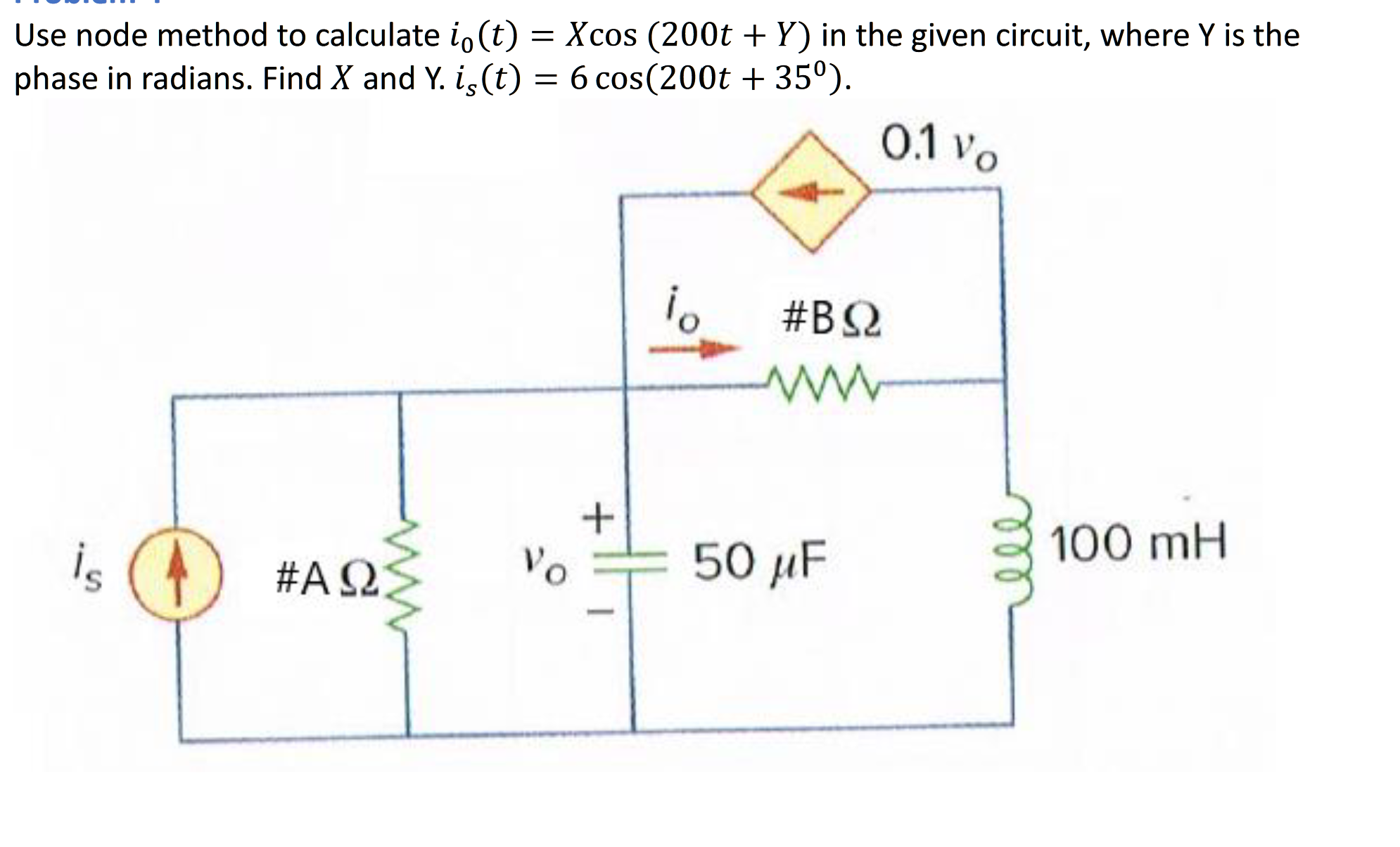 Use node method to calculate i _ ( 0 ) ( t ) =