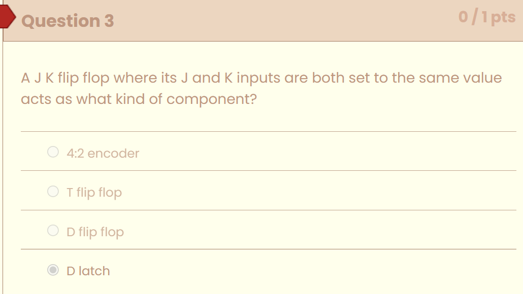 Question 3 A J K flip flop where its \ ( J \ )