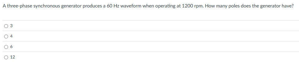 A three - phase synchronous generator produces a