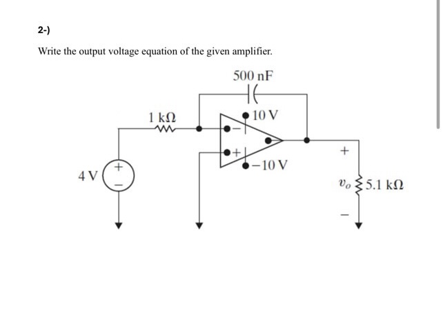 2 - ) Write the output voltage equation of the