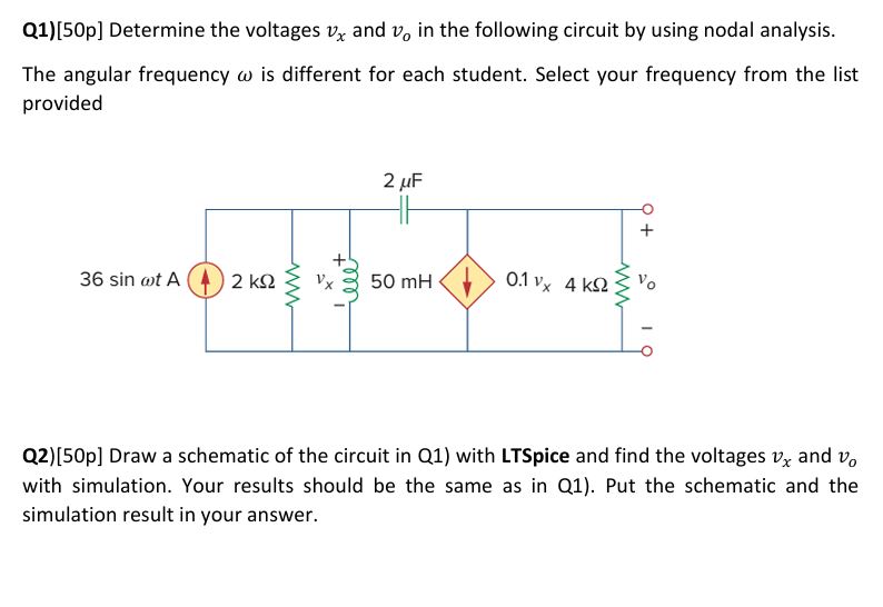 Q 1 ) [ 5 0 p ] Determine the voltages v _ ( x )
