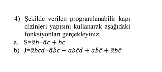 ekilde verilen programlanabilir kap dizinleri yap