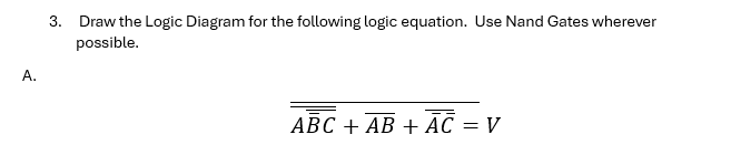 Draw the Logic Diagram for the following logic