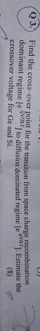 3 . ) Find the cross - over point for the