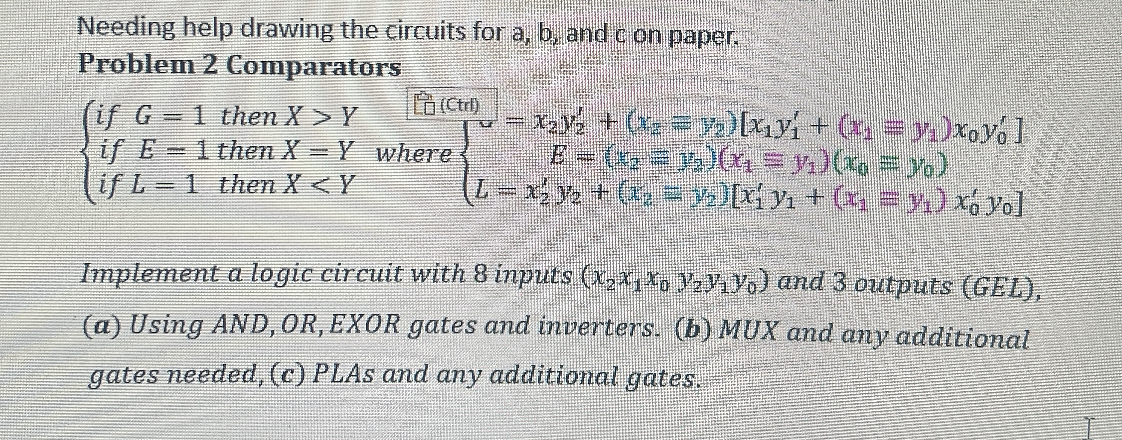 Needing help drawing the circuits for a , b , and