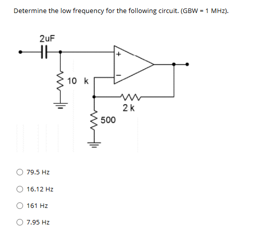 Determine the low frequency for the following