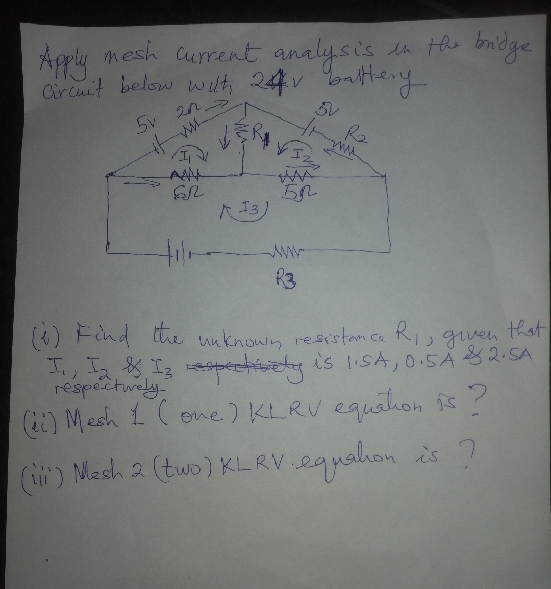 Apply mesh current analysis in the bridge arc ( i