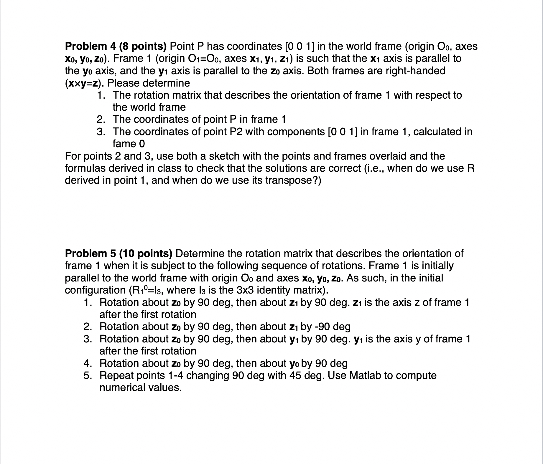 Problem 4 ( 8 points ) Point P has coordinates [