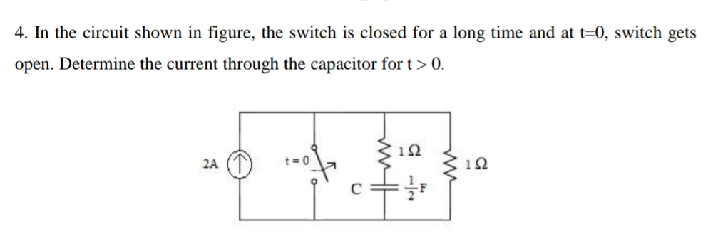 4 . In the circuit shown in figure, the switch is