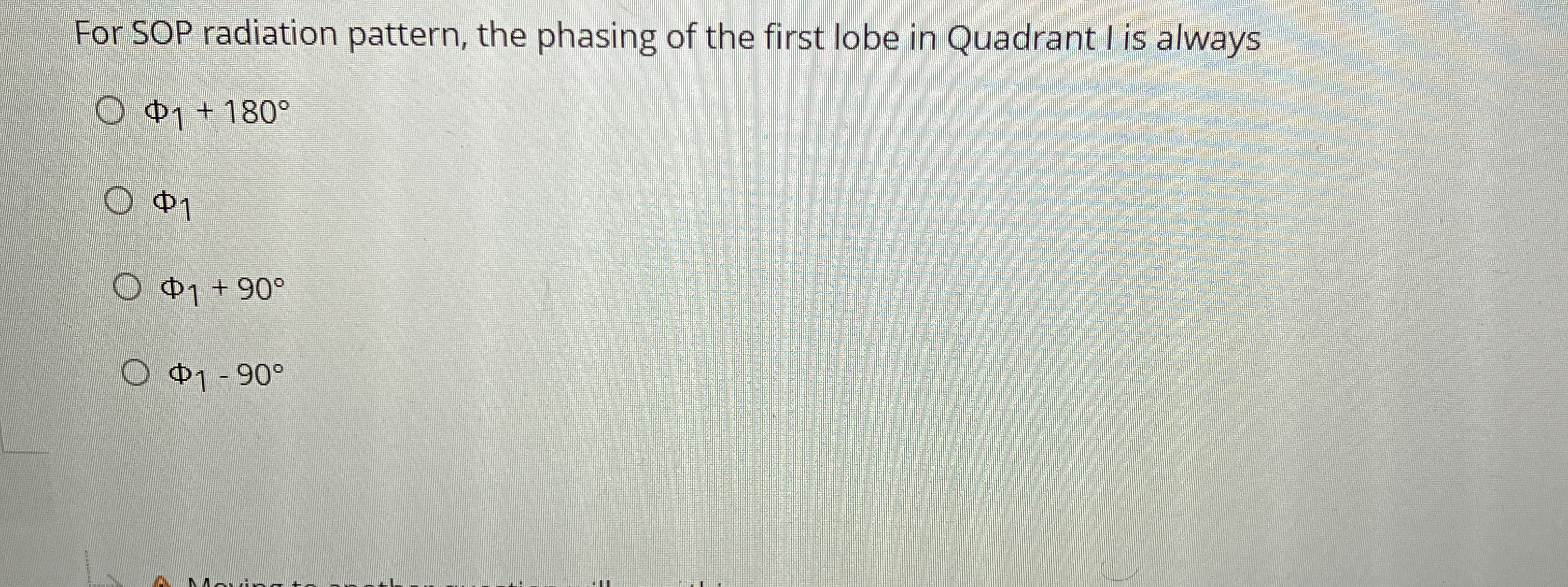 For SOP radiation pattern, the phasing of the