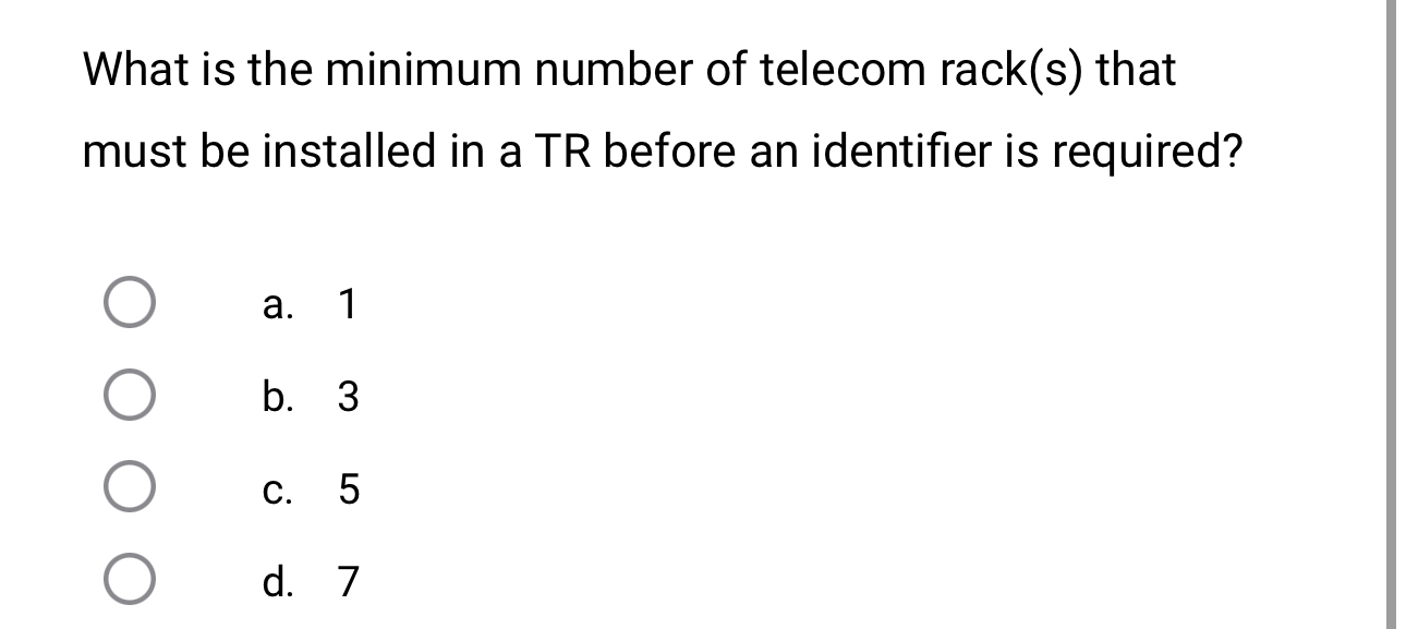 What is the minimum number of telecom rack ( s )