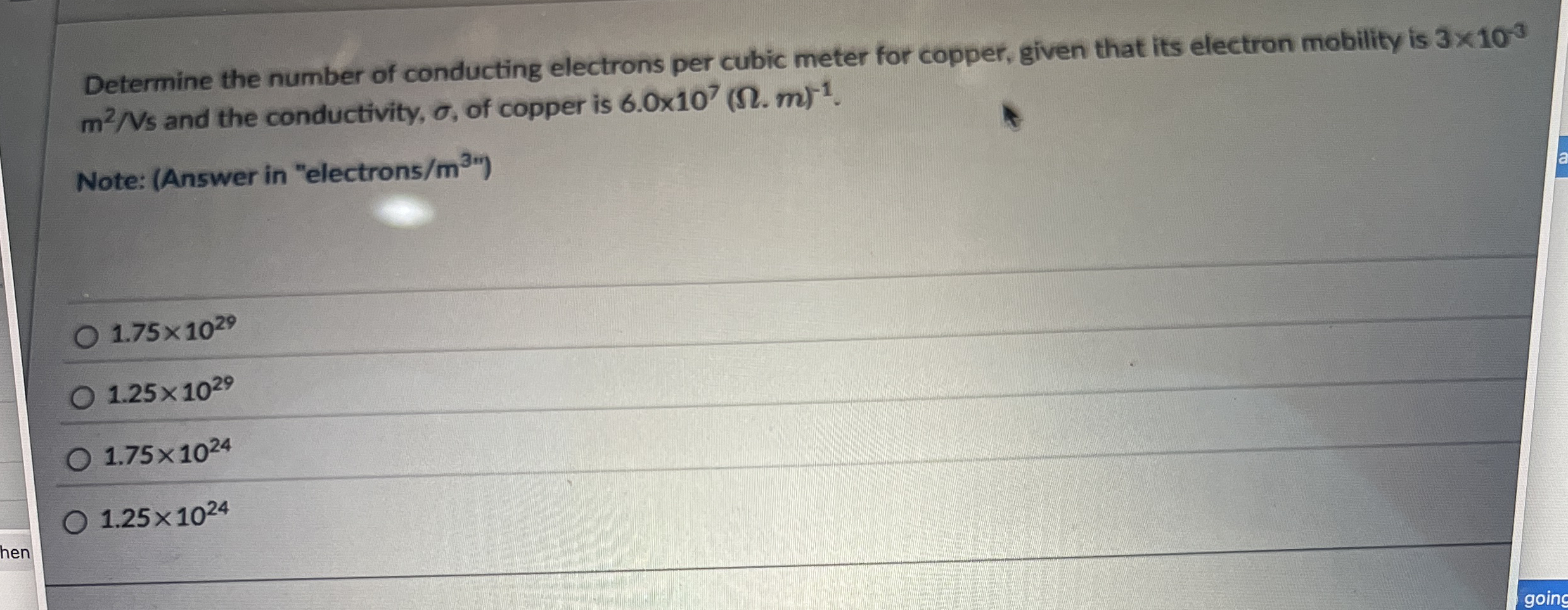 Determine the number of conducting electrons per