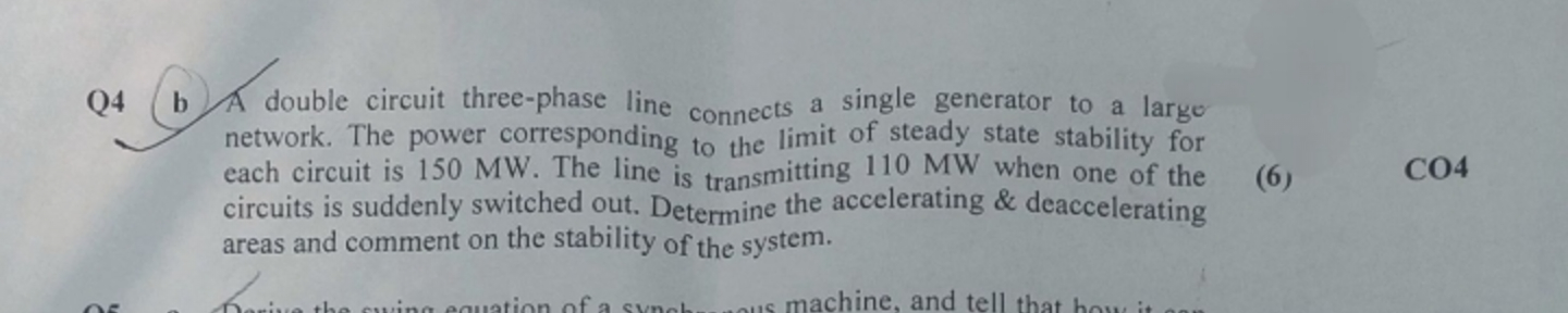 Q 4 b A double circuit three - phase line